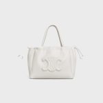 SMALL CABAS DRAWSTRING CUIR TRIOMPHE IN GRAINED CALFSKIN WHITE