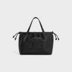 SMALL CABAS DRAWSTRING CUIR TRIOMPHE IN GRAINED CALFSKIN BLACK