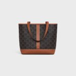 SMALL CABAS IN TRIOMPHE CANVAS AND CALFSKIN TAN