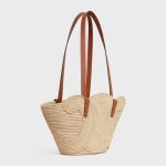 CELINE CLASSIC PANIER SMALL BRAIDED TRIOMPHE IN RAFFIA AND CALFSKIN - Image 2