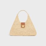 CABAS TRIANGLE IN RAFFIA AND CALFSKIN