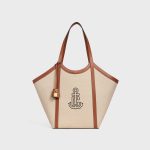 CELINE LARGE CABAS IN TEXTILE WITH ANCHOR EMBROIDERY AND CALFSKIN - Image 3