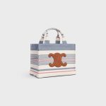 small cabas thais in STRIPED TEXTILE AND CALFSKIN - Image 2