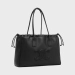 CABAS DRAWSTRING CUIR TRIOMPHE IN GRAINED CALFSKIN BLACK - Image 2