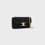 CHAIN SHOULDER BAG CLAUDE IN RAFFIA EFFECT TEXTILE BLACK - Image 2