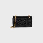 CHAIN SHOULDER BAG CLAUDE IN RAFFIA EFFECT TEXTILE BLACK - Image 3