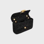 CHAIN SHOULDER BAG CLAUDE IN RAFFIA EFFECT TEXTILE BLACK - Image 4