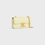 CHAIN SHOULDER BAG CLAUDE IN SHINY CALFSKIN LIGHT YELLOW - Image 2
