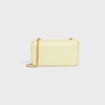 CHAIN SHOULDER BAG CLAUDE IN SHINY CALFSKIN LIGHT YELLOW - Image 3